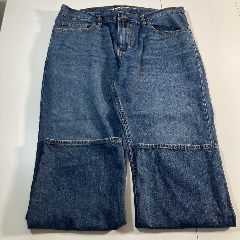 Old Navy Loose Fit Jeans 38x29 Blue Denim Relaxed Baggy Work USA (Tag 38x30) - Picture 2 of 9